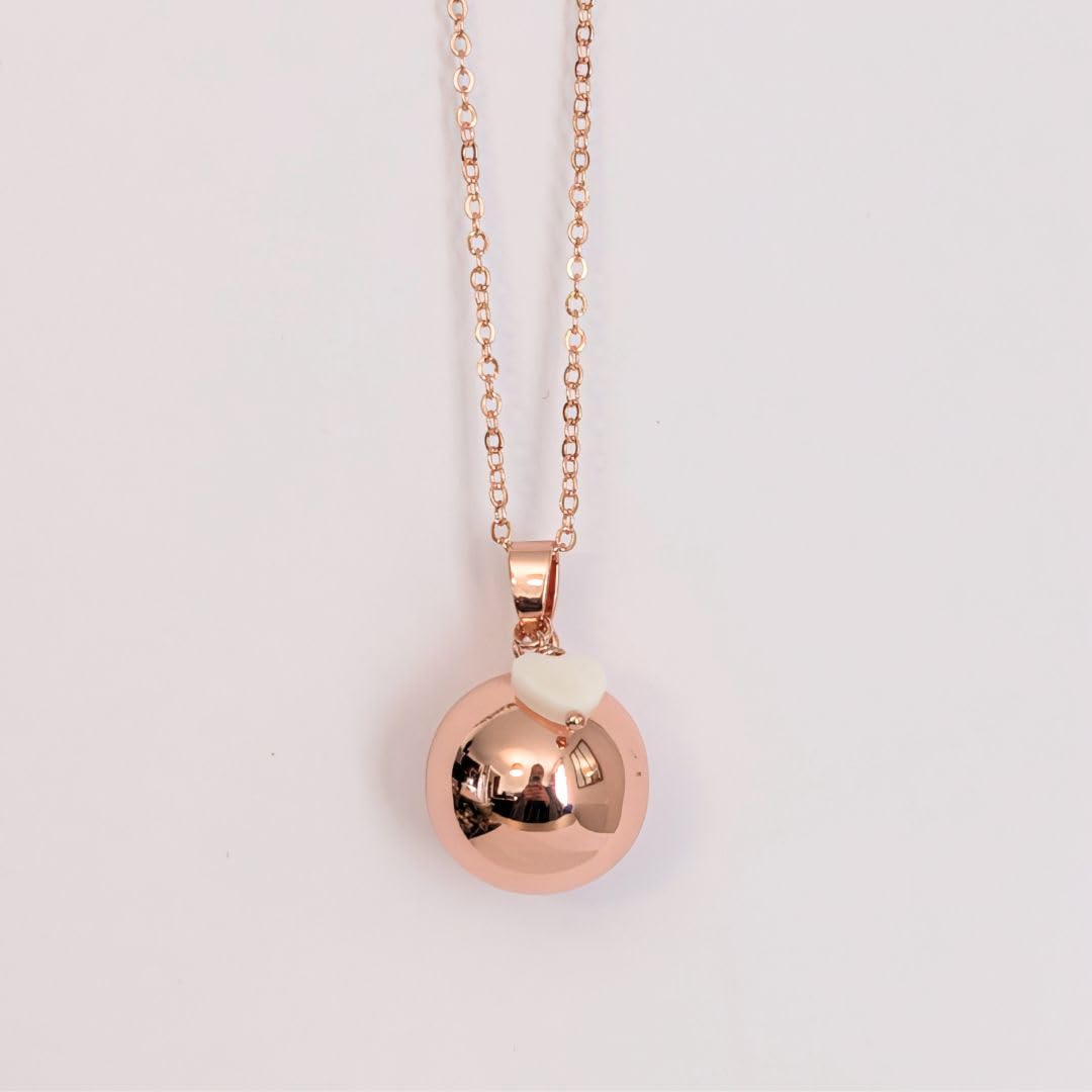 Bola de grossesse avec coeur blanc - Bola grossesse or, or rose et argent - Collier de grossesse bola avec bruit carillon sonore - Bola grossesse coeur - Cadeau future maman original