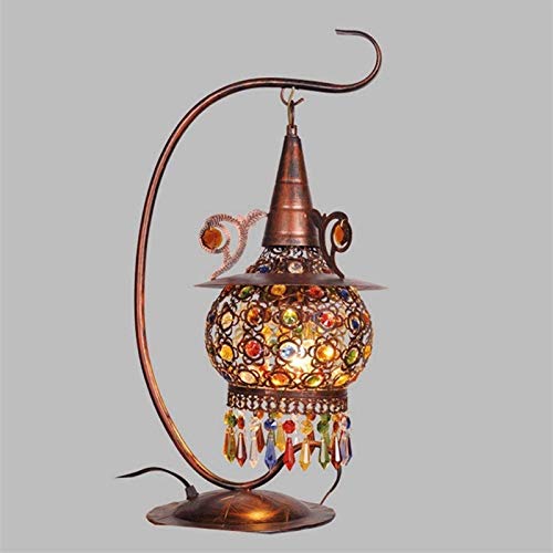 Lámpara De Mesa Retro Hecha A Mano Del Sudeste Asiático, Lámpara De Mesa De Cristal De Bohemia, Artesanías, Decoraciones, Dormitorio, Sala De Estar, Pasillo, Luz Nocturna