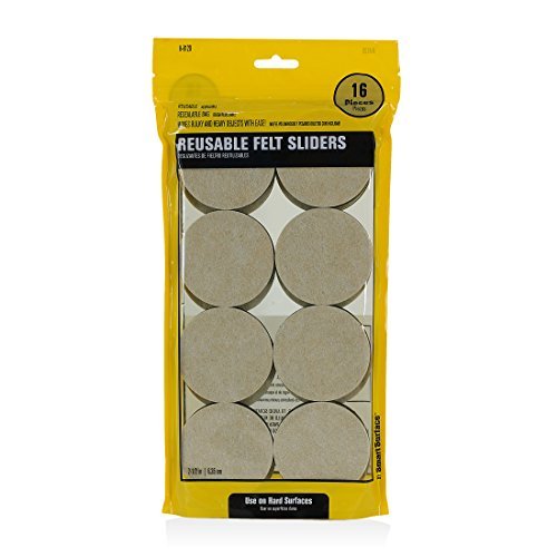 Smart Surface 8120 Hard Surface Reusable Furniture Felt Moving Sliders 2-1/2" Small Round 16-Pack In Resealable Bag #TOP8
