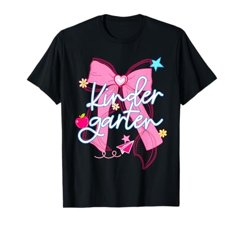 Back to School Pink Coquette Bow Kindergarten Teacher Girl T-Shirt