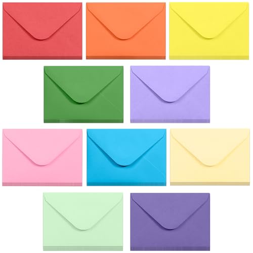 100 Mini Enveloppes Colorées - Format 10x7 Cm - Idéal Cartes De Voeux, Mariage, Anniversaire - Gommette Facile