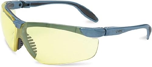Uvex S3722X Genesis - Gafas de seguridad delgadas, montura azul y gris, lente antivaho extremo UV ámbar