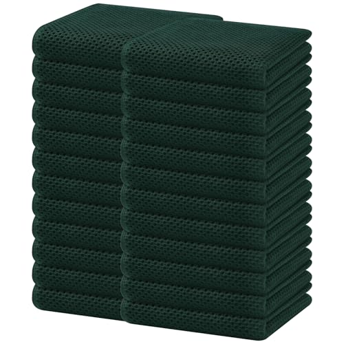 Image of Homaxy 100% Cotton Waffle Weave Kitchen Dish Towels, Ultra Soft Absorbent Quick Drying Cleaning Towel, 13 x 28 Inches, 24-Pack, Blackish Green
