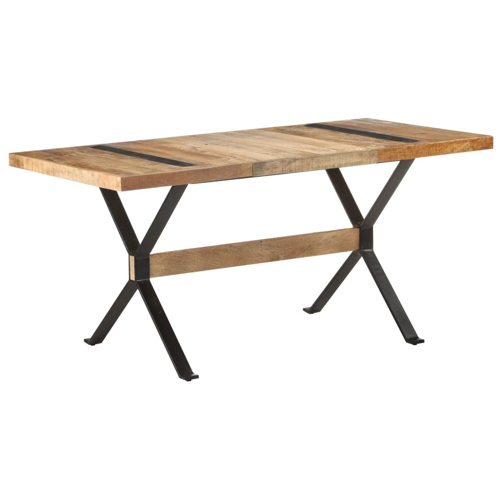 Table de salle à manger robuste en manguier brut pour éviter les rayures