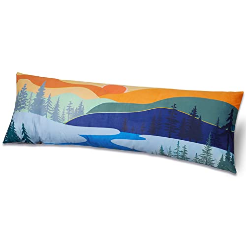 Play Tailor Body Pillow Cover With Zipper 20X54 Soft Velvet Body Pillow Case Patterned Long Pillowcase For Adults, Blue Orange #TOP20