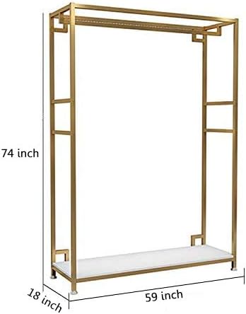 Miniatura 6 de HOMEKAYT Percheros dorados con estantes, estante de ropa para vestidos de deshierbe independientes, bolsas de zapatos, organizador de ropa (59