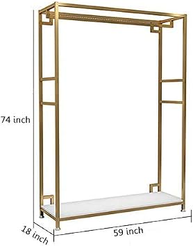 HOMEKAYT Gold Clothing Racks with Shelves, Weeding Dress Retail Clothes Rack,Freestanding Rack, Shoes Bags Clothes Organizer Garment Rack (59 L)