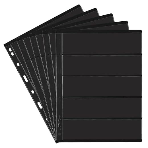 5 Reihen Briefmarkenalbum-Einlagen 5 Blätter - 50 Taschen zweiseitige Briefmarkensammlungsseiten für 9-Loch-Standard-Heftklappe IS010505