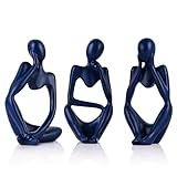 XIYOUQI Lot de 3 statues de penseur bleu marine – Sculptures abstraites...