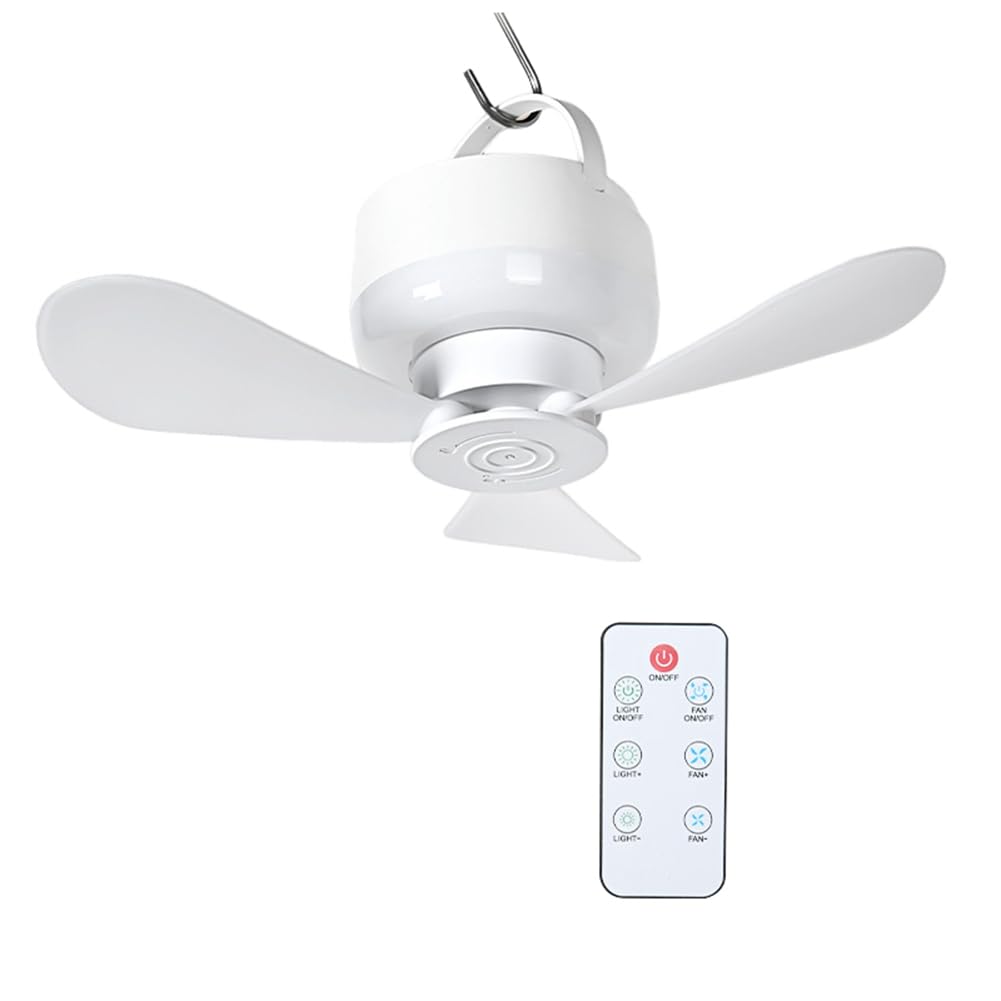 Aundhegrtt 2-in-1 Camping Fan with LED Light Portable Rechargeable Battery Powered Fan with Remote for Tent, Travel, BBQ