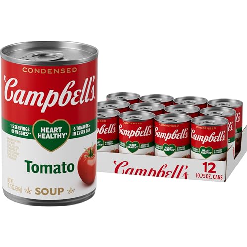 Campbell’s Condensed Heart Healthy Tomato Soup, 10.75 oz Can (12 Pack)