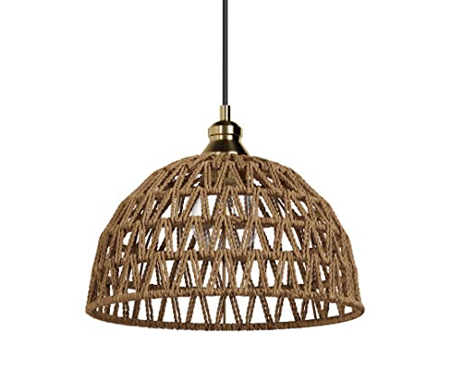 Wicker Rattan Pendant Adjustable Hanging Light, Farmhouse Boho Modern, Natural Brown, 12", Etl Listed, 1-Light, Handwoven Shade Matching Cord And Canopy, For Foyer Dining Room Kitchen Island Bedroom #TOP7