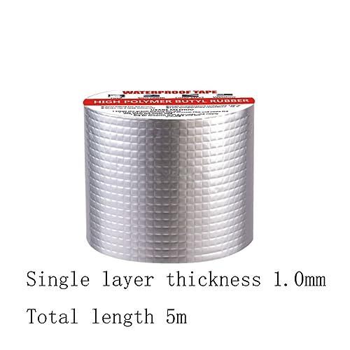 Image of Butyl Tape for Roof Leak Repair, 50mmx5M Waterproof Sealing Tape Aluminium Foil Strong Self Adhesive Sealant Tape Seal Leak Proof Strip for Roof Crack RV HVAC Ducts Window Glass Boat Pipe Sealing