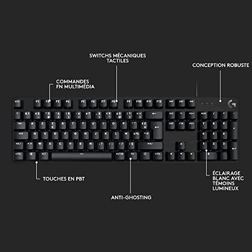 Logitech G413 SE Clavier Gamer Mécanique Grande Taille - Rétroéclairé avec Switches Mécaniques Tactiles, Anti-Ghosting, Compatible avec Windows, macOS, Français AZERTY - Noir