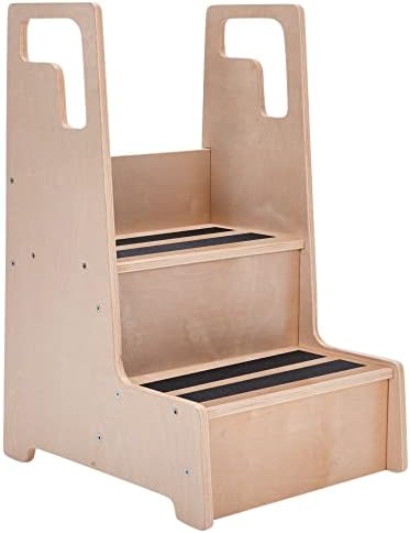 ECR4Kids Reach-Up Step Stool with Handles, Children's Furniture, Natural