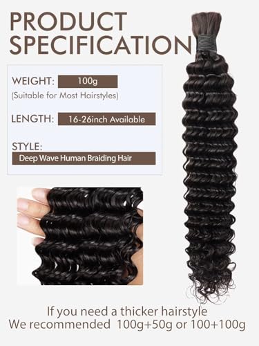 Deep Water Wave Bulk Braiding Hair Human Hair 1 Bundle for Braiding NO.25612-1