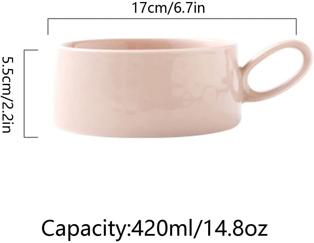 Miska na płatki, miska na zupę, miska na herbatę, 14 uncji miski na zupę Kubek na zupę z uchwytami, ceramiczny zestaw talerzy śniadaniowych na śniadanie Zupa kanapkowa Kawa Miski do serwowania płatków
