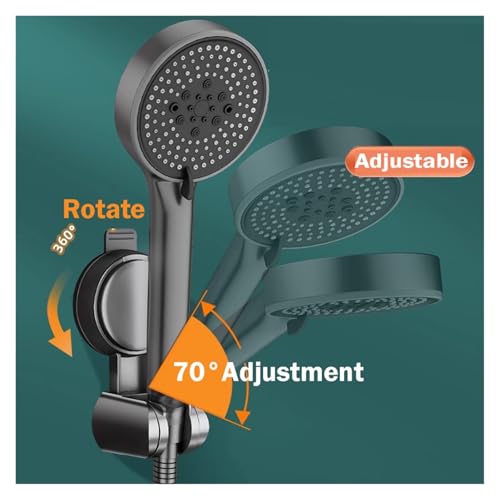 Support de pomme douche universel gris à ventouse rotative 360 - 4