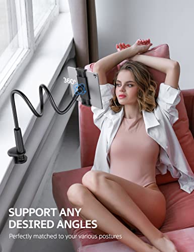 Image of Rupoku Gooseneck Tablet Holder Phone Stand, Flexible Tablet Stand, 360 Adjustable Lazy Arm Holder Clamp Mount Bracket Bed for 4.0~10.5 inch iPad Air Mini, Galaxy Tabs, iPhone, Switch, Kindle Fire, etc