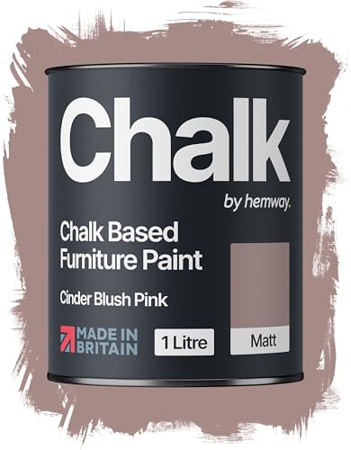 Hemway Chalk Based Furniture Paint, Cinder Blush Pink 1L, Matt Finish Shabby Chic, Chalk Paint Furniture & Walls, Quick Dry & 1 Coat