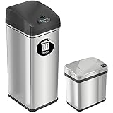 iTouchless 13 Gallon Automatic Sensor Kitchen Trash Cans (Stainless Steel Combo)