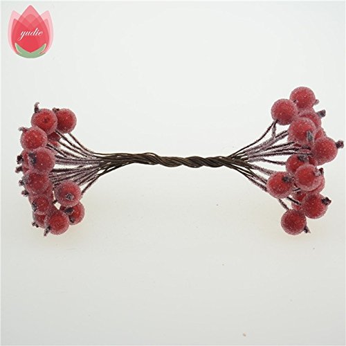 Buy Red 200pcs Mini Plastic Berry Handmake Artificial Flowers Bouquet