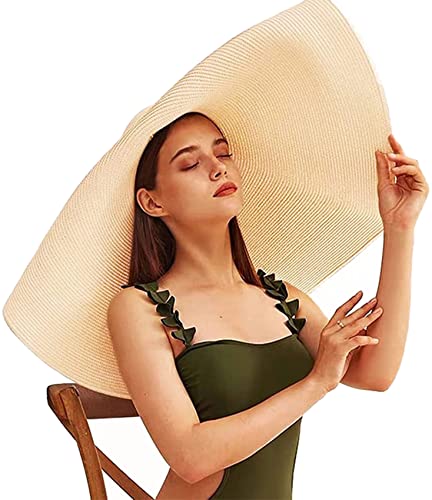 FGHDFH Sombrero De Sol Gigante Sombrero De Paja De Gran Tamaño para Mujeres Sombrero De ala Ancha Moda De Primavera Sombrero Boho Moda De Playa Sombrero De Viaje,C Cover