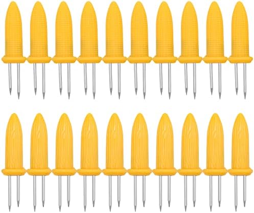 Greoer 20 Pieces Corn Cob Holders, Corn On The Cob Skewers, Skewers Stainless Steel Barbecue Tool for BBQ, Camping, Picnic, Parties