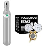 Ventil: 21.8 x 1/14 DIN 477 CO2-Flasche voll, 8 l, 1,5 m³, mit Exakt Vogelmann-Regler, Kohlenstoff-Gasflasche, Gaszylinder