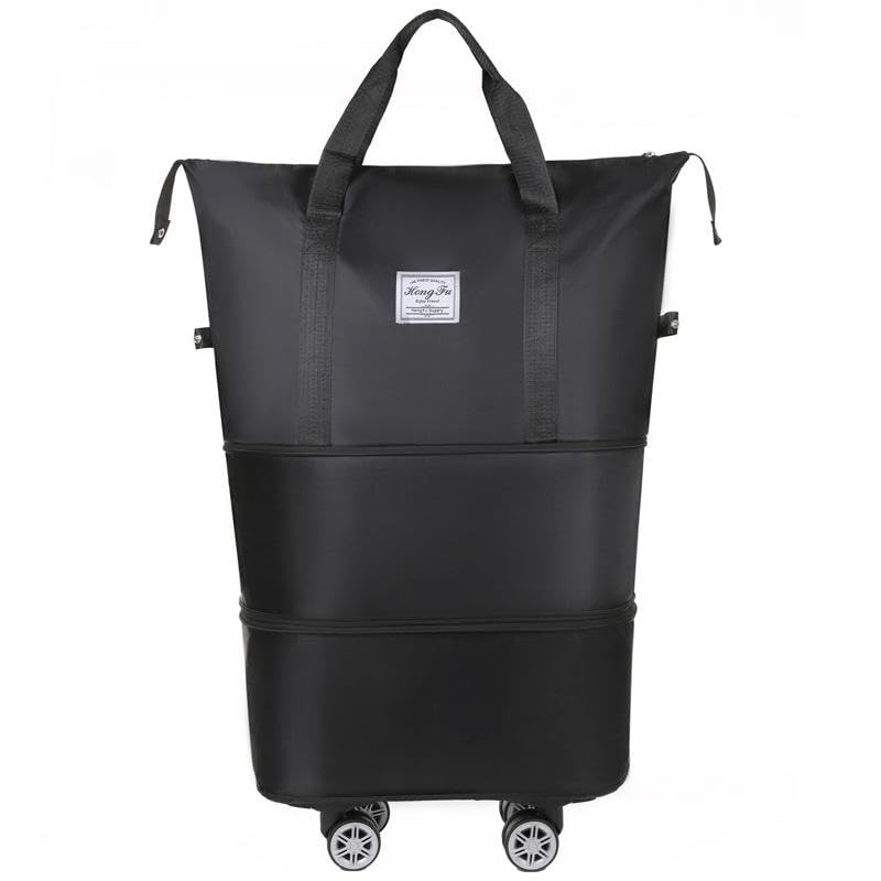 Image of Yatee Foldable Trolley Travel Bag with Wheels for Women & Men, Expandable Rolling Duffel Bag, Large Capacity Lightweight Luggage, Waterproof Carry Tote with Detachable Wheels for Travel