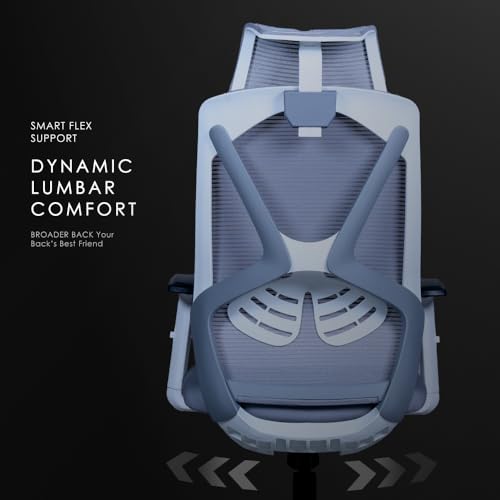 Image of Varaha Sattva BIS Certified Ergonomic Office High Back Chair | 5 Year Warranty| Adjustable 2D Headrest, 1D PU Armrest, Seat Sliding Mechanism with 3 Multilock Recline| Gaming Desk Chair for Home|White
