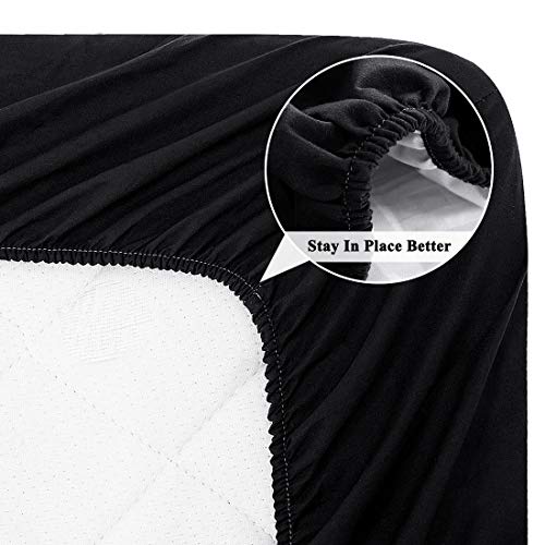 Piccocasa Bedding Twin Black Fitted Sheet,Microfiber Polyester Quality Mattress Protector With Five-Sided Tpu Membrane Layer,1 Fitted Sheet Only-Fit On Mattress Depths Up To 14 Inch #TOP5