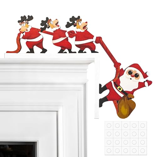 CAIXIANGYU Türrahmen Weihnachtsdeko Weihnachtsmann Holzdeko mit...