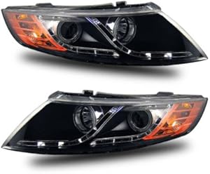 SPPC Projector Headlights Black Assembly Set (CCFL Halo) For Kia Optima - (Pair) Driver Left and Passenger Right Side Replacement Headlamp