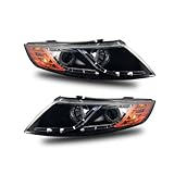 SPPC Projector Headlights Black Assembly Set (CCFL Halo) For Kia Optima - (Pair) Driver Left and Passenger Right Side Replacement Headlamp