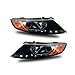 SPPC Projector Headlights Black Assembly Set (CCFL Halo) For Kia Optima - (Pair) Driver Left and Passenger Right Side Replacement Headlamp