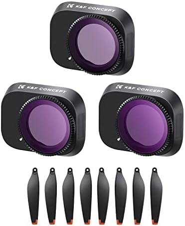 K&F Concept ND Filter compatible with DJI Mini 3 Pro/ Mini3, 6-Pack ND4, ND8, ND16, ND32, ND64, ND1000 Filters with 8 Propeller Blades, Neutral Nensity Accessories Drone