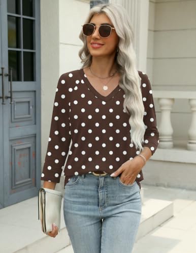 Image of Zeagoo 3 /4 Length Sleeve Womens Tops Casual V Neck Shirts Soft Basic Tees