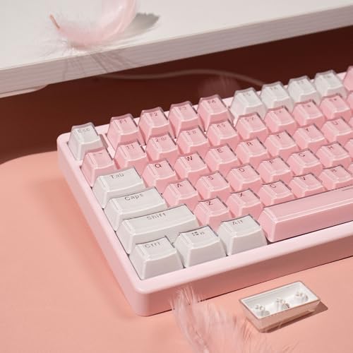 Mintcaps Keycaps - 123Keys Crystal Jelly Pink Keycaps Translucent Custom Keyboard Keycap OEM Profile Cute Key caps for 60/65 /75/100 Cherry Gateron Mx Mechanical