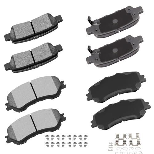 Image of cciyu D905 D1737 Brake Pads w /Hardware Front Rear Disc Brake Pad Set