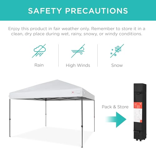 Best Choice Products 10x10ft 1-Person Setup Pop Up Canopy Tent Instant Portable Shelter w/ 1-Button Push, Case, 4 Weight Bags - White