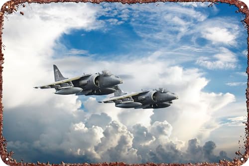 FYELVO RAF Harrier Jump Jets Military Poster Retro Funny Metal Tin Sign, Outdoor Home Wall Decoration 8x12inch