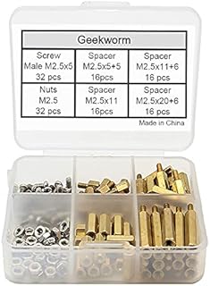 Geekworm Raspberry Pi Installation Tool 132 Pcs/Lot M2.5 Series Hex Brass Spacer/Standoff + Nuts + Screws for Raspberry Pi 4/3 Model B+(Plus) / 3B / Pi Zero W / 3A+ / ROCK Pi4 Accessories Kit