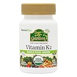 NaturesPlus Source of Life Garden Certified Organic Vitamin K2 - 120 mcg , 60 Vegan Capsules - Bone Health Supplement - With Natural Whole Food Enzymes - Vegetarian, Gluten-Free - 60 Servings