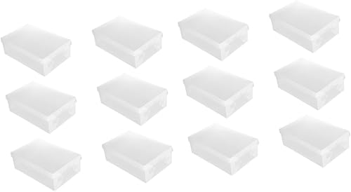 Alipis Zapatero transparente, 12 unidades, cajas de plástico para zapatos, contenedores transparentes para zapatos, cajas transparentes para