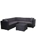 Produktbild Mendler Poly-Rattan Sofa-Garnitur ROM Basic, Sitzgruppe Lounge-Set, Alu ~ anthrazit, Kissen anthrazit