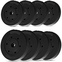 Discos Pesas 20 Mm wuuhoo® placas de peso de cemento Mike 30mm, juego 20kg - 30kg, revestido en negro, 1,25, 2,5, 5, 10 kg, placas de peso de plástico para pesas, fitness en casa - Set 2-30kg