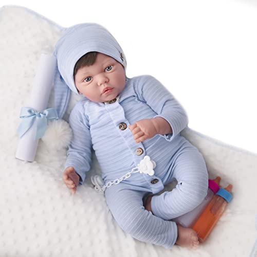 MARÍA JESÚS Reborn Baby Silikon Vinyl Reborn Puppe 2,3 kg und Reborn Baby Head Drop Effekt Verziert mit Rötungen und realistischen blauen Augen Bebe Reborn Dolls Reborn Babys Babypuppen – Bild 5