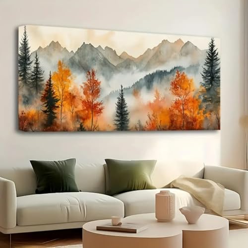 Paysage de campagne aquarelle sur toile vintage pour une décoration murale de salon