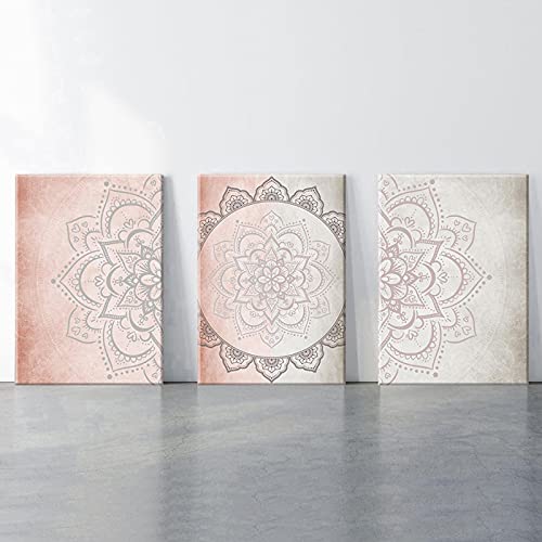 Cadeau zen mindfulness sous forme de peintures mandalas fleuries orange et gris - 2